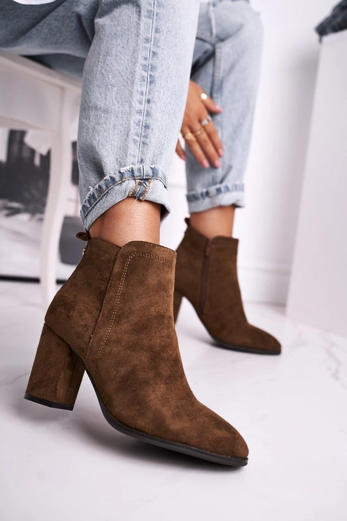 Botki Damskie Na Słupku Sergio Leone Oliwkowe BT508