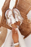 Damskie Sportowe Buty Sneakersy Beżowe Z Brokatem Belinda