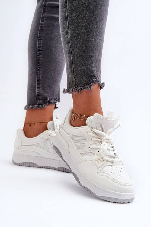 Sneakersy Damskie Na Platformie Białe Etnaria