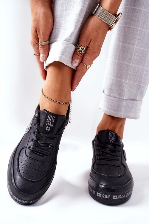Skórzane Tenisówki Na Platformie BIG STAR II274074 Czarne