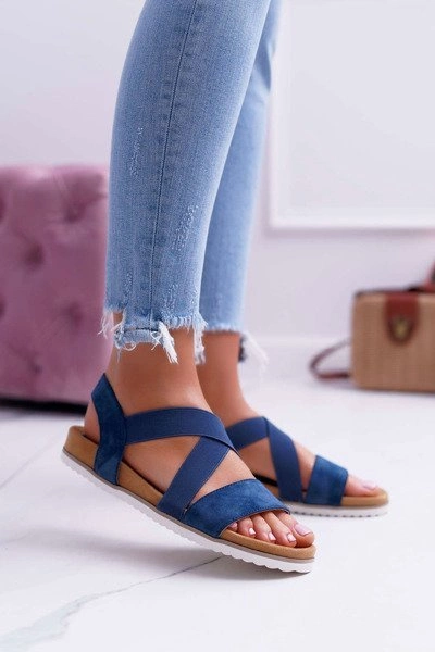 Granatowe Sandały Damskie Z Gumkami Itako