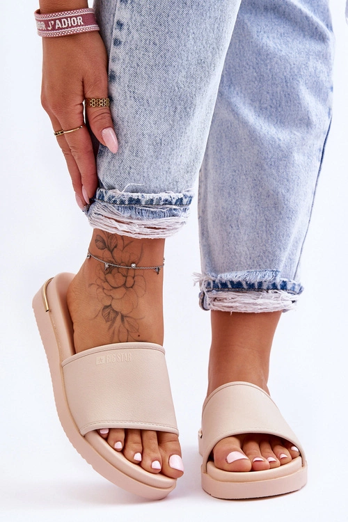 Damskie Klapki Na Platformie Big Star LL274933 Beżowe