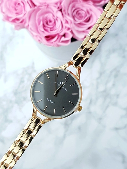 Damski Zegarek Giorgio & Dario Złoty Duża Czarna Tarcza Debby