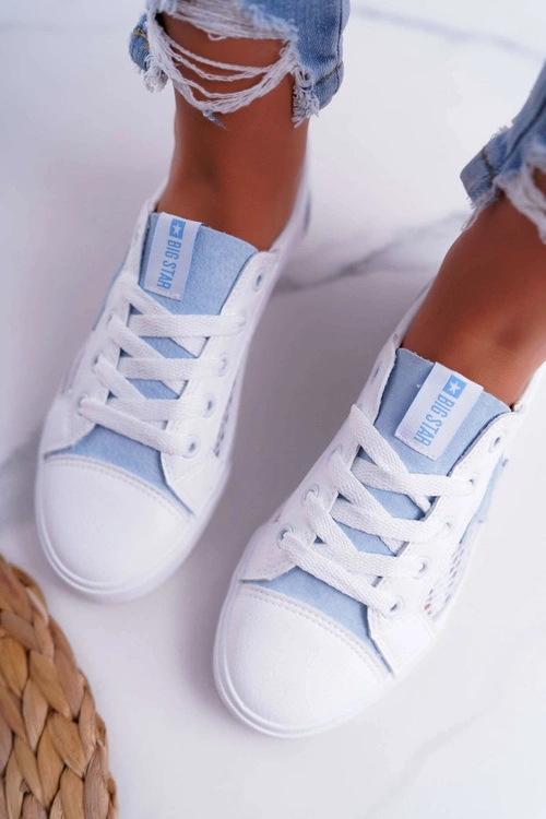 Damskie Trampki Z Siateczką Big Star DD274689 Biało-Niebieskie