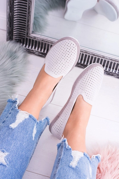 Damskie Ażurowe Szare Balerinki Eparo