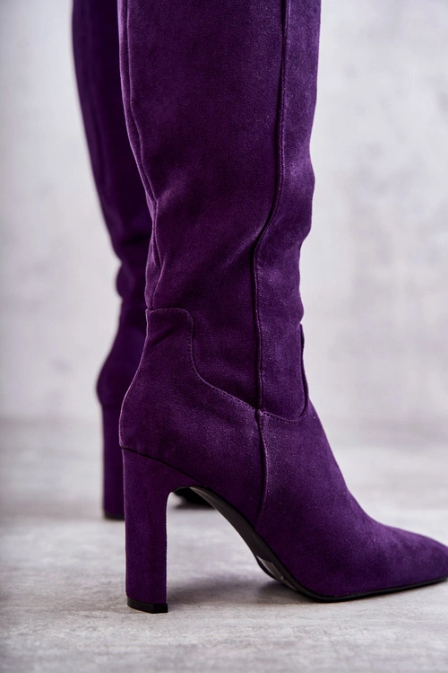 Kozaki Damskie Na Słupku Do Kolana Fioletowe Truly Love