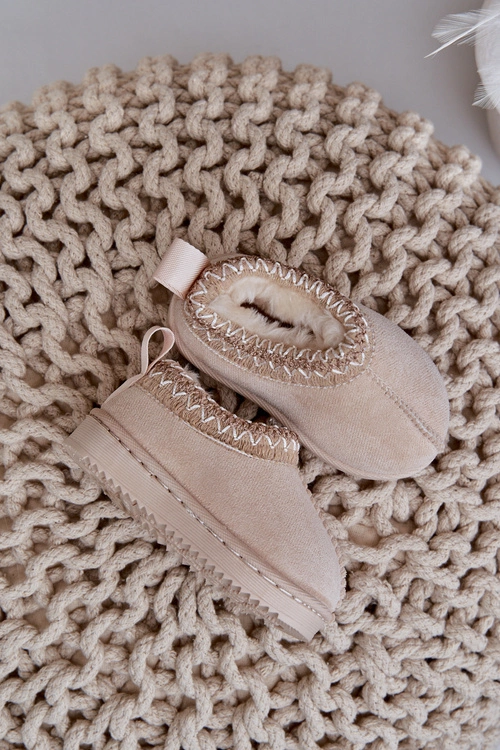 Śniegowce Botki Dziecięce Na Platformie Ocieplane Futerkiem Jasnobeżowe Vilabria