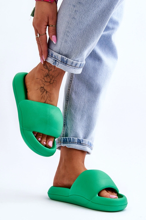 Lekkie Piankowe Damskie Klapki Na Platformie Zielone Milton