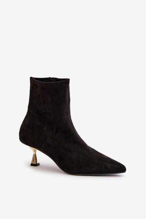 Botki Damskie Na Szpilce Eko Zamszowe Z Noskami W Szpic Czarne Irithare