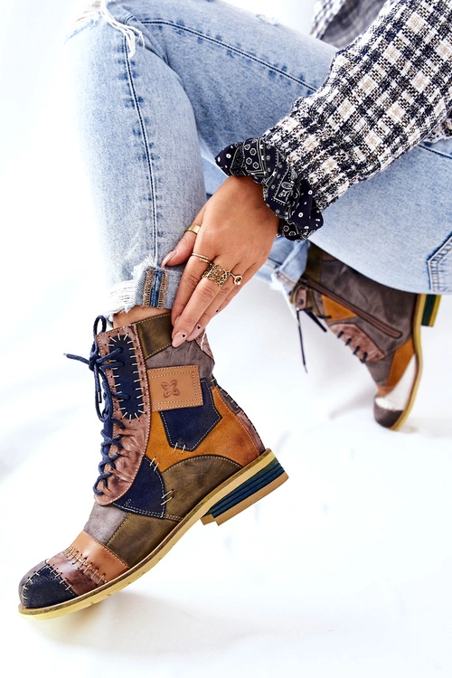 Botki Skórzane Sztyblety Maciejka Wielokolorowe 05095-39