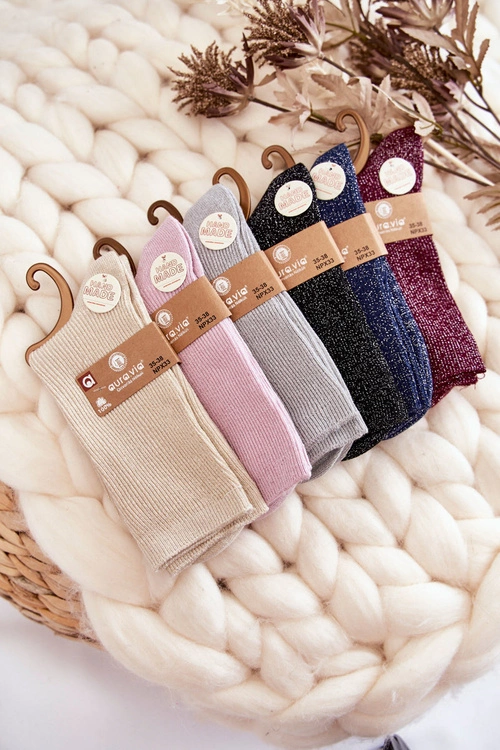 Damskie Skarpetki Antybakteryjne Z Błyszczącą Nicią Szare