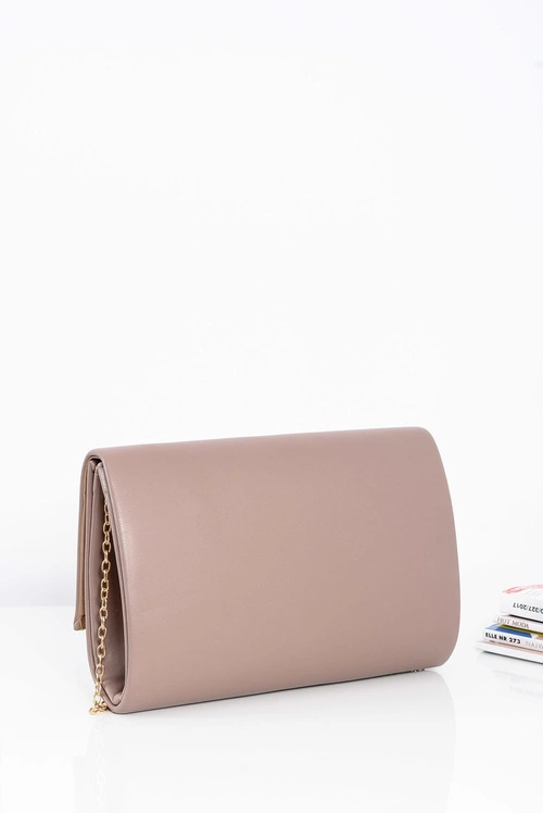 Elegancka Damska Licowa Kopertówka Złoty Łańcuszek Khaki