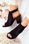 Botki Damskie Ażurowe Peep Toe Czarne Paradise