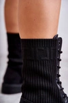 Damskie Botki Ze Skarpetą Na Płaskim Obcasie Czarne Liam
