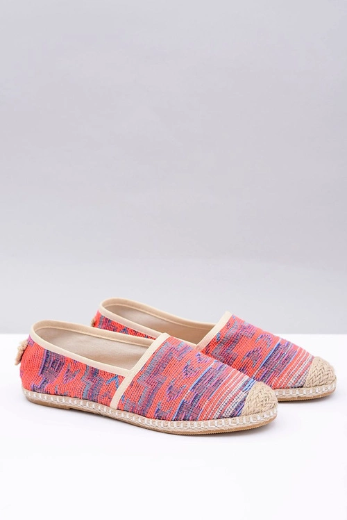 Lu Boo | Damskie Wsuwane Lniane Espadryle Aztec Koral Bimbi