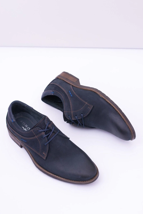 Eleganckie Męskie Skórzane Półbuty Granatowe Santiago