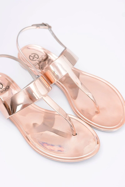 Lu Boo | Lustrzane Sandały Złoty Róż Japonki II-GAT Nora