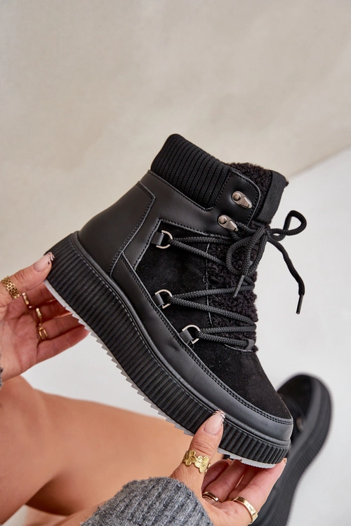 Niskie Śniegowce Na Platformie Czarne Naliora