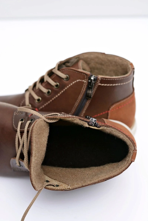 Botki Męskie Skórzane Ocieplane Brązowe Fresco