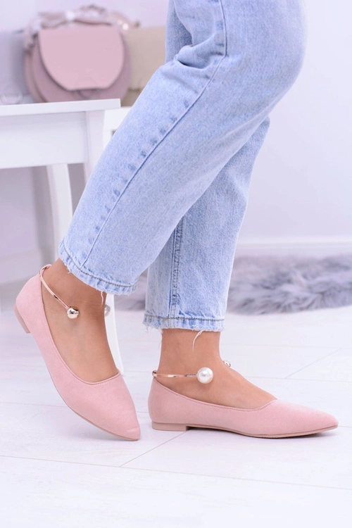 Różowe Balerinki Z Bransoletką W Szpic Mami