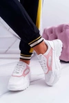 Sportowe Damskie Buty Gruba Podeszwa Biało Różowe HighStep