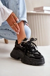 Sneakersy Damskie Na Masywnej Podeszwie Czarne Nevela