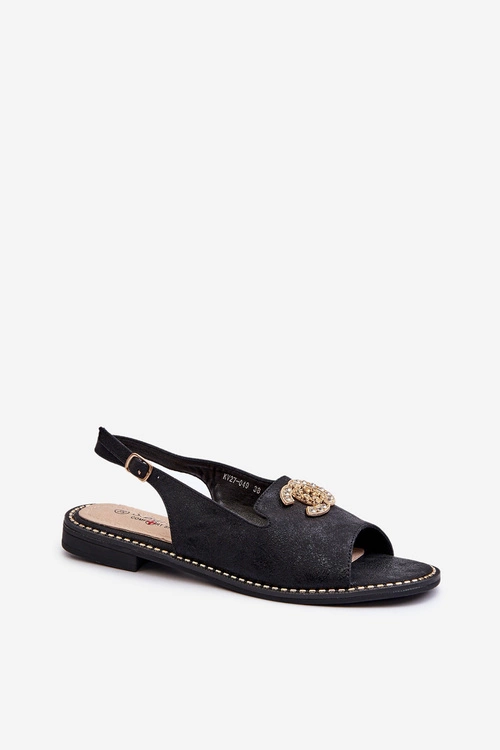 Damskie Sandały Z Ozdobą S.Barski KV27-049 Czarne
