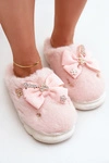 Futrzane Kapcie Z Kokardką I Przypinkami Różowe Annalira