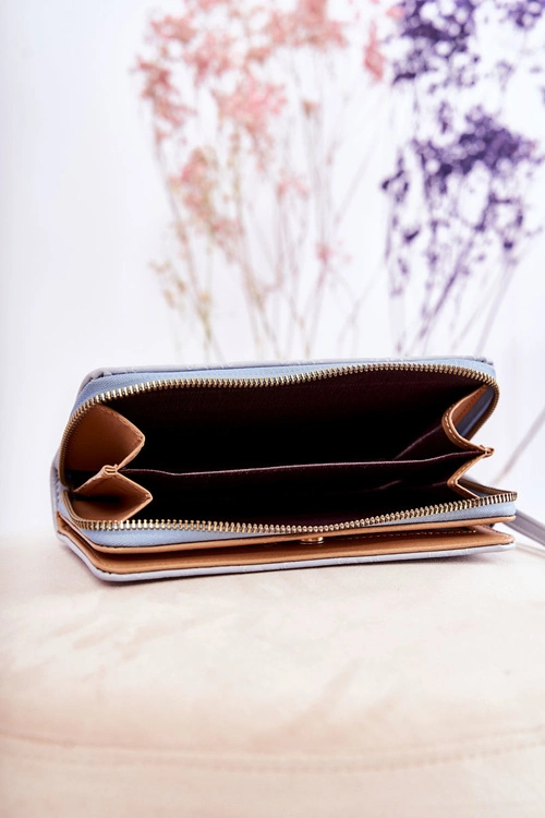 Damski Duży Portfel Z Ozdobą Jasnoniebieski Fabio