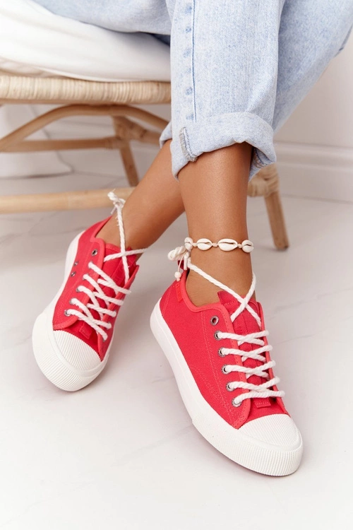 Damskie Trampki Ze Sznurkiem BIG STAR FF274185 Czerwone