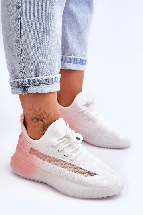 Wsuwane Buty Sportowe Ombre Biało-Różowe Boston