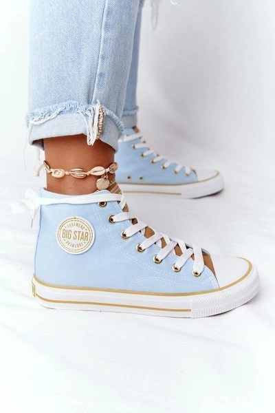 Damskie Wysokie Trampki Big Star HH274449 Niebieskie