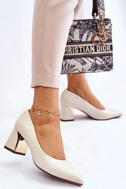 Eleganckie Czółenka Na Słupku Beżowe Emma