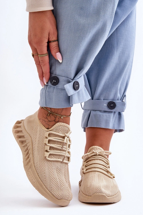 Damskie Wsuwane Materiałowe Sneakersy Beżowe Venett