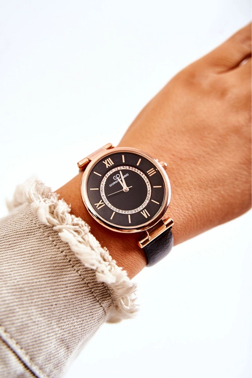 Damski Zegarek Na Pasku Z Cyrkoniami Giorgio&Dario Czarny