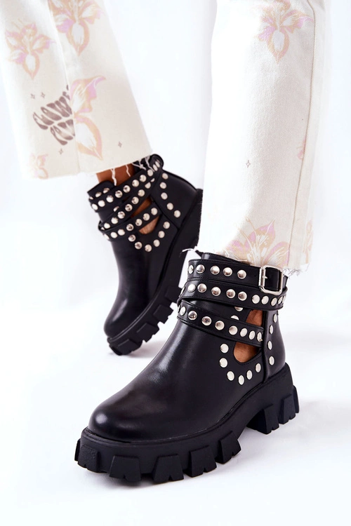 Workery Z Dżetami Na Platformie Czarne Vernelle