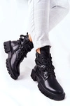 Skórzane Botki Workery Czarne Izzy