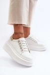 Skórzane Sneakersy Damskie Na Masywnej Platformie Białe S.Barski LR628