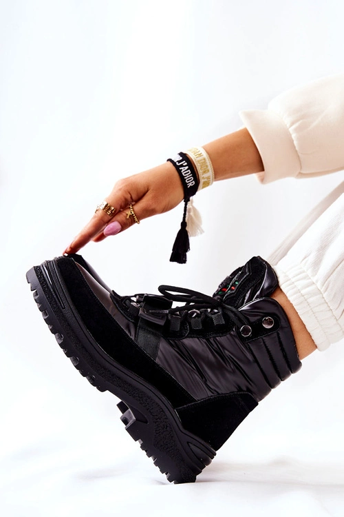 Damskie Botki Śniegowce Na Suwak Czarne Marcia