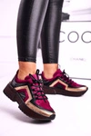 Damskie Półbuty Sneakersy Maciejka Skórzane Bordowe 04731-23