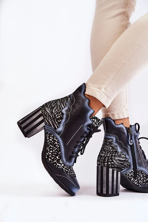 Botki Damskie Skórzane Trzewiki Maciejka Czarne 03190-20