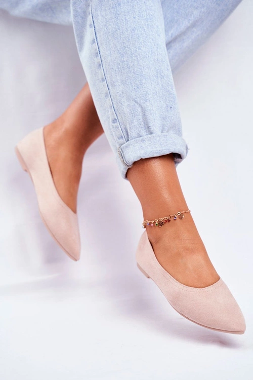 Baleriny Damskie Eko-Zamsz Beżowe Bellissima