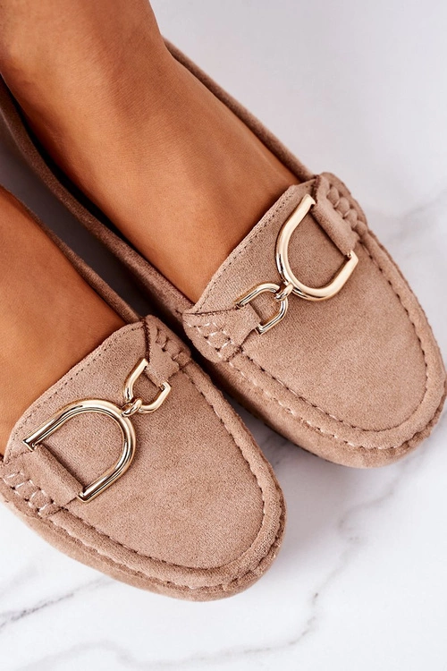 Damskie Zamszowe Mokasyny Jasny Brąz Downtown