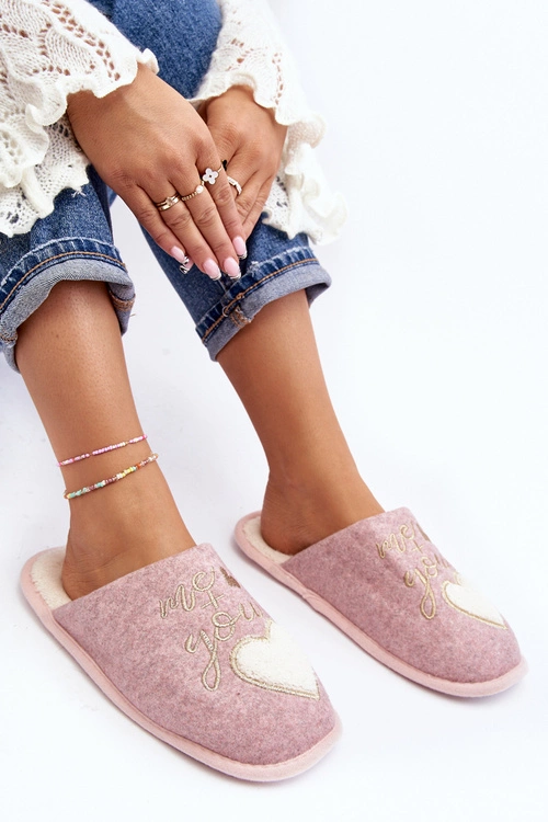 Damskie Klasyczne Kapcie Wsuwane Ocieplane Różowe Mabira