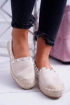 Beżowe Wsuwane Espadryle z Ćwiekami Lydie