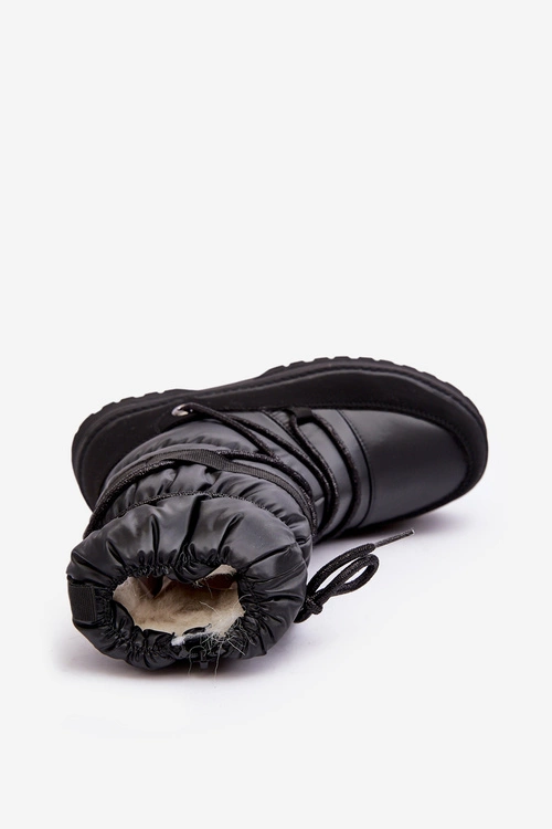 Dziecięce Wodoodporne Śniegowce Ocieplone Wełną Czarne Romaine