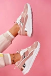 Sportowe Damskie Buty Sneakersy Biało Różowe Martina