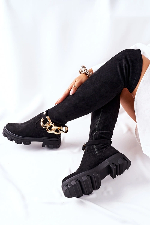 Zamszowe Kozaki Za Kolano Czarne Auckland