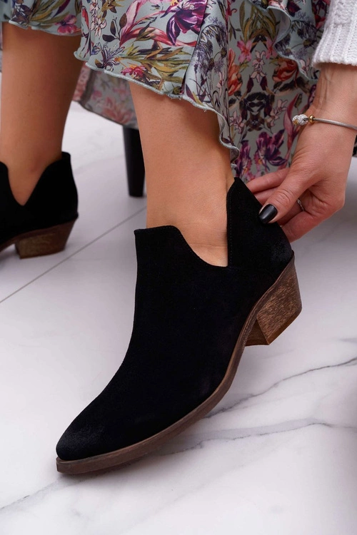 Botki Damskie Czarne Wiosenne Skórzane Anabella