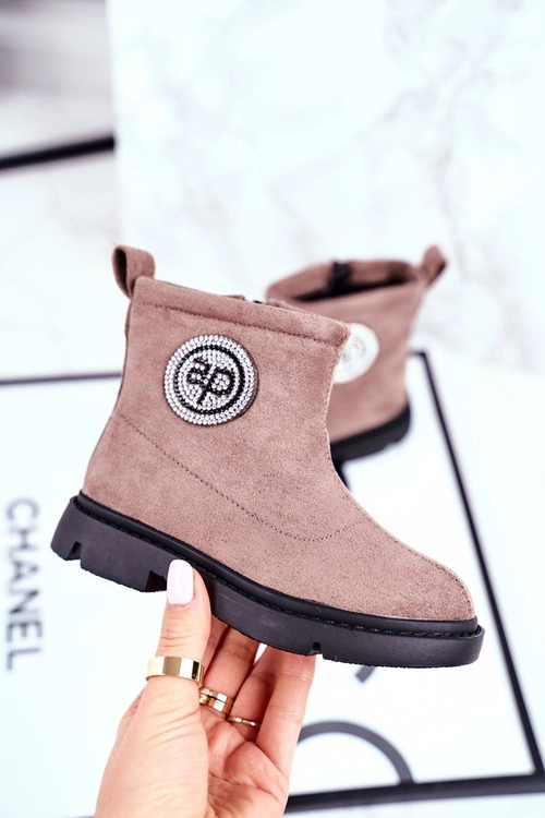 Dziecięce Botki Ocieplane Sztyblety Beżowe Alvin